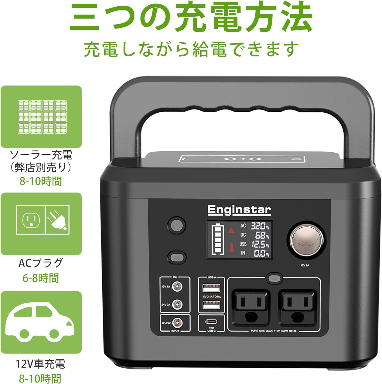 Enginstar_ポータブル電源 R350_商品説明画像_05